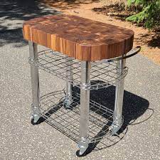 Progress Pictures Butcher Block 4 End Grain Kitchen Cart With Metal Base Pictures Just In 2020 Butcher Block Countertops Butcher Block Kitchen Cart Kitchen Decor
