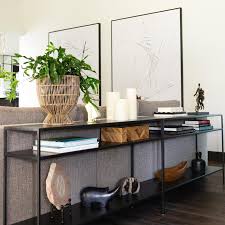Slim Console Tables In Natural Steel Modern Console Tables Modern Living Room Furniture Room Board In 2020 Sofa Table Decor Console Table Living Room Living Room Console