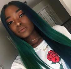 Melanin Beauty Dark Skin Beauty Gorgeous Hair Color Green Hair Girl Dark Green Hair