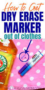 Well, tackling stains from dry eraser markers can get a bit frustrating. How To Get Dry Erase Marker Out Of Clothes Thrifty Frugal Mom Marker Stain Remover Wet Erase Markers Dry Erase Markers
