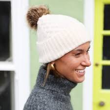 Lilac and Cream Pom Pom Bobble Hat