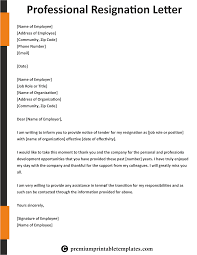 Professional Resignation Letter Templates Professional Resignation Letter Resignation Letter Resignation