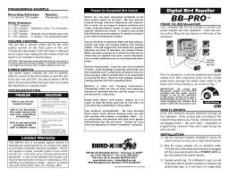 This silent pest repeller has 4 remote speakers that use high frequency sound pressure to drive away unwated pests includeing birds, foxes, deer, cats and rodents. Broadband Pro Bird Repeller Instruction Manual Manualzz