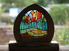 Stained Glass Oak Stained Glass Art Hand Painted Stained Deers Stained Glass Tree Ornamental Artwork Autumn Stained Glass Art Glass Art Stained Glass