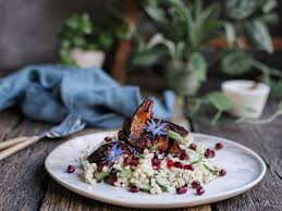 This jewelled giant couscous recipe is a fantastic addition to any bbq or buffet and is suitable for vegans as well! Harissa Aubergine With Pearl Couscous Salad Cravings In Amsterdam