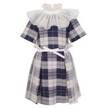 Charlotte Dress Blue Creme Check