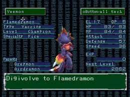 Demidevimon is the starting partner if the player chooses to join the black sword team. Digimon World 2 How To Get Flamedramon Youtube