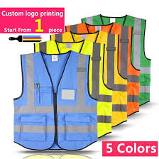 Get this safety vest with pockets online at propac usa! High Visibility Reflective Safety Vest Customize Logo With 5 Pockets Hi Vis Vest Outdoor Protective Workwear S Blue Mimbarschool Com Ng