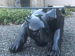 I have enjoyed this table since the early 1980's, and it was not new when i acquired it. Dramatic Ceramic Black Panther Coffee Table Or Sculpture At 1stdibs