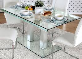 Steve silver leona 9 piece coralayne dining room set w/ silver chairs by signature. Richfield Silver Metal Glass Dining Table By Furniture Of America