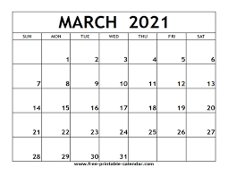 Print as many calendars as you want on your personal computer. March 2021 Printable Calendar Free Printable Calendar Com
