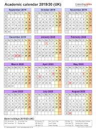 Cei din învăţământul primar şi grupele. Academic Calendars 2019 20 Uk Free Printable Word Templates