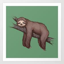 Sleepy Sloth Art Print By Ribkadory Sloth Art Sloth Drawing Sloth