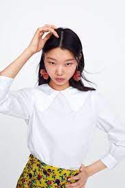 Zara Peter Pan Wide Collar Poplin Long Sleeve Blouse Like Mango Topshop Women S Fashion Tops Blouses On Carousell