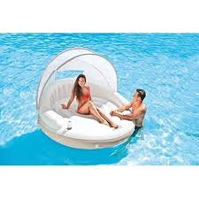Intex Canopy Island 78 X 59 Inflatable Water Lounge Raft With Air Pump Pool Pool Canopy Swimming Pool Floats Floating Canopy