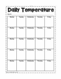 Daily Temperature Calendar Worksheets