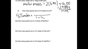 Mole Calculation Worksheet Part 2 Youtube