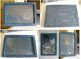 Cornice Di Cartone Rivestita Di Cartapesta Modellata Color Blu Avio Con Sfumature Argento Per Foto 20x30 Materiale Carta Di Rici Cornici Riciclo Colore Blu