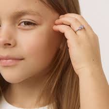 Bague en Argent Sterling 925 Taille 4 Cœur Rose & Clair Zircon Cubique pour  Filles