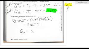 Its one activity please do it all its short answers with good hand writing thanks. Calorimetry Lab Vorte