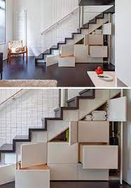 Cabinets And Drawers Under The Stairs Add Much Needed Storage Space To This Small Apartment Stair Storage Under Stairs Drawers Cabinet Under Stairs