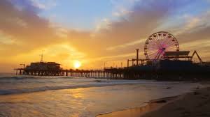 San pedro beach, ca ; Santa Monica California Sunset On Pier Ferris Wheel And Reflection On Beach Video By C Lunamarina Stock Footage 105637844