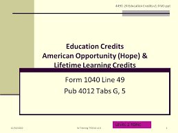 You can download their company profile from ssm with a fee. Education Credits American Opportunity Hope Lifetime Learning Credits Form 1040 Line 49 Pub 4012 Tabs G 5 Level 2 Topic Education Credits Ppt Download