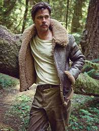 Brad Pitt Retreats To The Outdoors In Latest Issue Of Details Magazine Brad Pitt Mens Fashion Rugged Sheepskin Jacket
