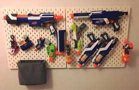 Or you can turn it into a dart gun with glue and some pvc or cpvc pipe. Mum Of Five Staying Sane Nerf Gun Storage Idea Solution Using The Ikea Skadis Pegboard Accessories