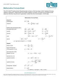 2014 math formula sheet