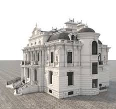 European Style Villa 3d Model Cgstudio In 2020 House Outside Design Castle Layout Duplex House Design