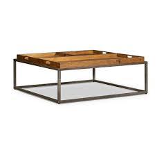 Oval coffee table in soft gold solid grey pine finish with frame base. Alegro 44 Square Tray Coffee Table Pottery Barn