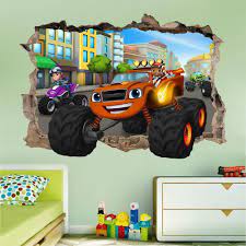 Bedroom Art Kids Blaze And The Monster Machines Msmashed Wall Sticker Bedroom Art Kids Mural Wall Stickers Bedroom Kids Wall Decals Murals For Kids