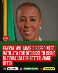 Finance Minister Fayval Williams has expressed disappointment with the  Jamaica Teachers Association, JTA, after it issued an ultimatum for her  ministry to make a better wage offer., Yesterday the JTA ...