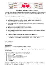 Saat ini lowongan kerja pt chandra nugerah cemerlang sedang dibuka untuk rekan pencaker.id lulusan sma/smk sederajat yang berminat mengembangkan pendaftaran bagi rekan pencaker.id yang sudah memenuhi persyaratan diatas dan berminat mengisi lowongan kerja cnc group dapat. Lowongan Pekerjaan Mayora April 2019 Email