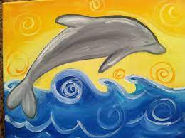 Dolphin sunset painting for kids. Painting Options Dolphin Painting Dolphin Art Painting