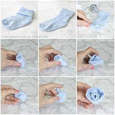 Baby Socks Flower Bouquet Tutorial Baby Socks Flowers Diy Baby Socks Baby Socks Roses