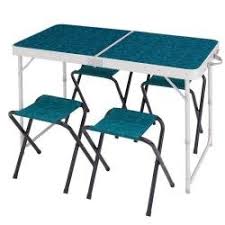 Table De Camping Camp Du Randonneur Bleue Pour 4 Personnes Avec 4 Sieges Table De Camping Pliante Table Camping Table Pliante