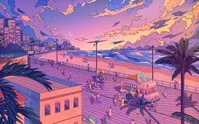 Aesthetic Beach By Midwinterdawn 2880x1800 Calming Pictures Anime Scenery Beach Aesthetic