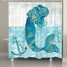 Laural Home Vibrant Mermaid Shower Curtain Mermaid Bathroom Decor Mermaid Shower Curtain Beach Shower Curtains