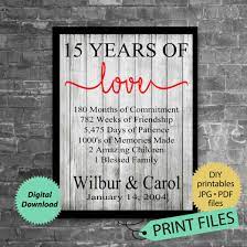 The modern gift is glass or a watch, thought by many to be a symbol of the time you've had—and plan to have—together. 15th Anniversary Gift Anniversary Gift For Husband And Wife Etsy In 2021 15 Year Wedding Anniversary Anniversary Gifts For Husband Anniversary Gifts For Parents