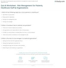 4 popeye has four nephews: Quiz Worksheet Risk Management For Patients Healthcare Staff Organizations Study Com
