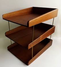 Danish Modern Teak Or Walnut Wood 3 Tier Desk Letter Tray Paper Organizer Paper Organization Letter Tray Walnut Wood
