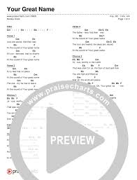 Your Great Name Chord Chart Editable Natalie Grant