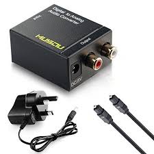 Buy the right cable buy a stereo adapter cable with a single, mini headphone plug at one end and two rca plugs, left and right, at the other. Musou Audio Dac Digital To Analog Converter Spdif Optical Coaxial Toslink To An Analog Stereo Aud No De Digital Audio Digital Cable Audio Installation
