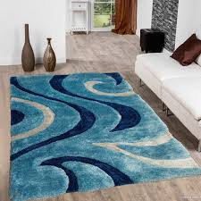 Allstar Blue Shaggy Area Rug With 3d Light Blue Design Contemporary Formal Hand Tufted 5 X 7 Walmart Com Walmart Com