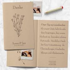 Der vermeindlich schönste tag im leben ist viel zu schnell. Dankeskarte Floral Eigenbaudesign