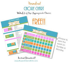 free customizable chore chart template with chore list