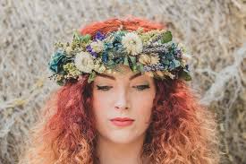 Dried Flower Crown in Greens and Blues, Peacock Feather Wild Statement  Floral Garland, Wedding Hair Piece, Bride, Bridesmaid, Flowergirl