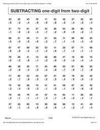 Subtraction Math Worksheets Subtracting One Digit Numbers From Two Digit Numbers 6 Subtraction Worksheets Math Multiplication Worksheets Kids Math Worksheets